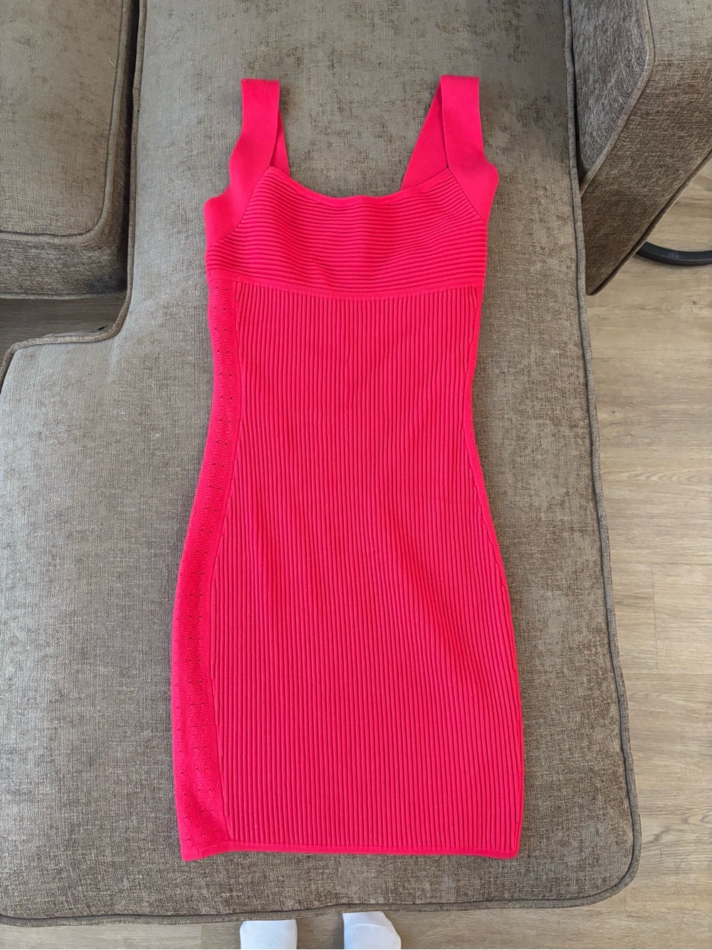 Guess Hot Pink Ribbed Midi Tank Dress